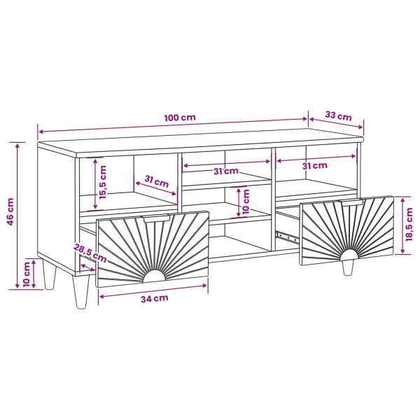 ТВ шкаф с рафт Черен и златен 100 x 33 x 46 см Инженерно дърво