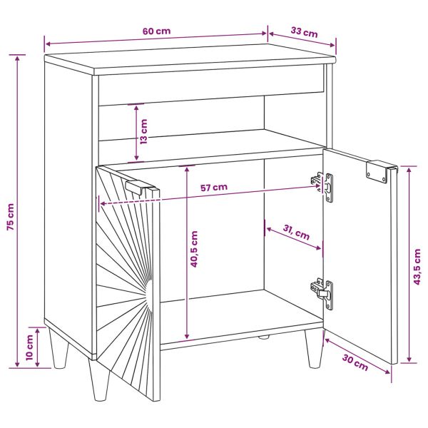 Служебен шкаф с рафт с врата Черен и златен 60 x 33 x 75 cm