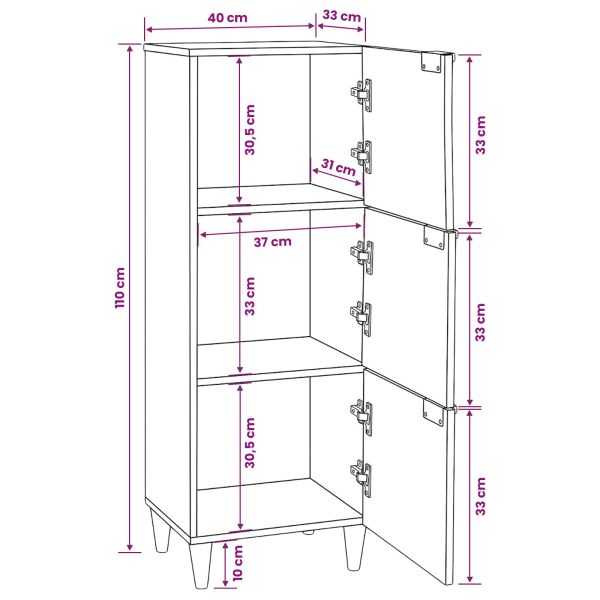 Страничен шкаф с чекмедже Черен и златен 40 x 33,5 x 110 см