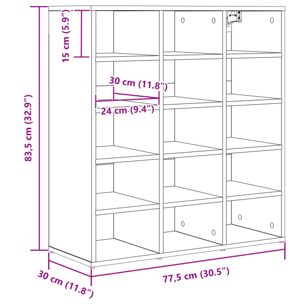 Шкаф за обувки с рафт Бяло 77,5 x 30 x 83,5 см Инженерно дърво