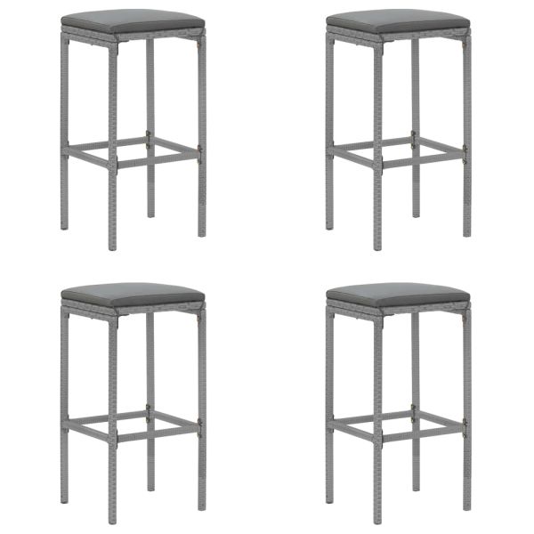 Градински бар комплект с възглавници 5 части сив полиратан