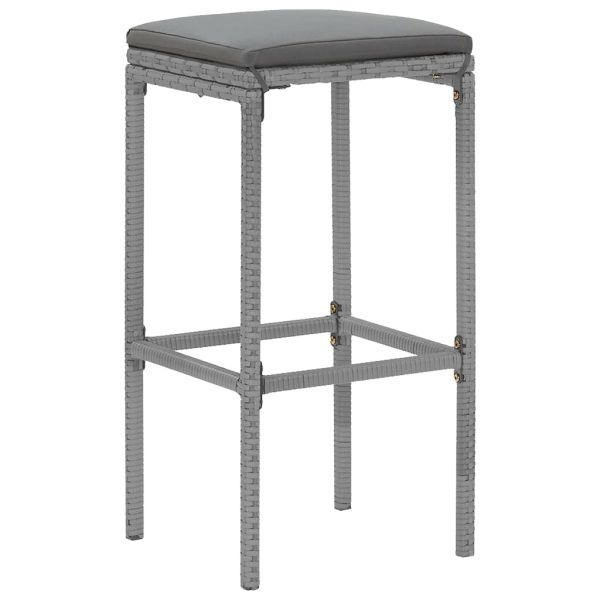 Градински бар комплект с възглавници 5 части сив полиратан