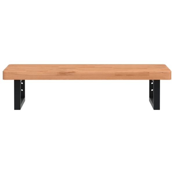 Стенен рафт за мивка, стомана и масивно дърво бук