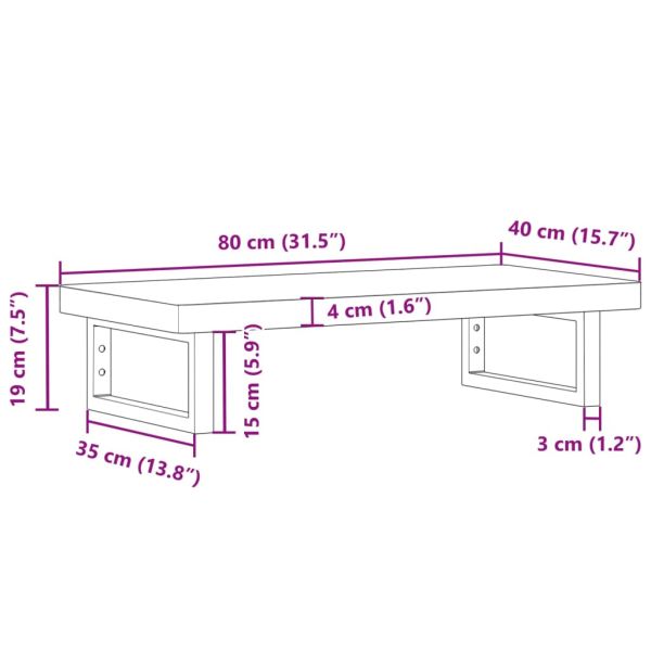 Стенен рафт за мивка, стомана и масивно дърво бук