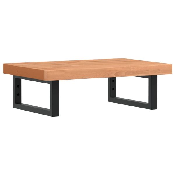 Стенен рафт за мивка, стомана и масивно дърво бук