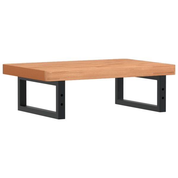 Стенен рафт за мивка, стомана и масивно дърво бук