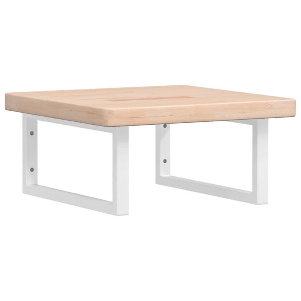 Стенен рафт за мивка, стомана и масивно дърво дъб