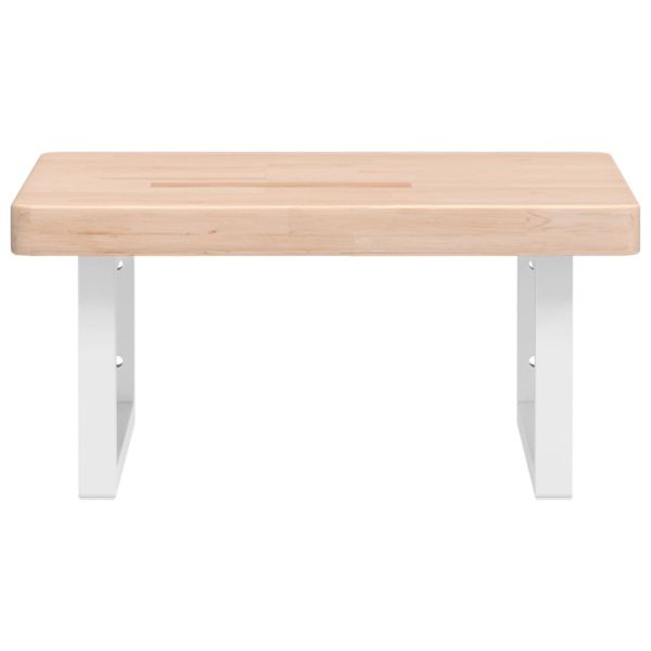 Стенен рафт за мивка, стомана и масивно дърво дъб