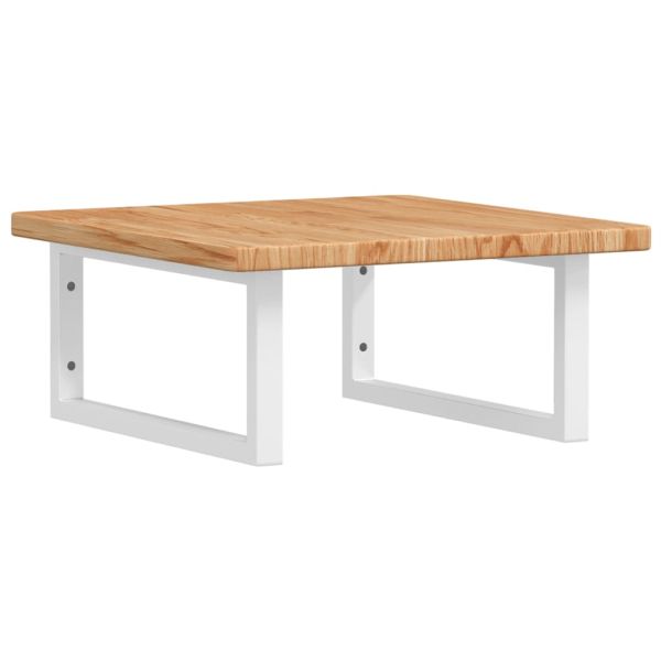 Стенен рафт за мивка, стомана и масивно дърво дъб