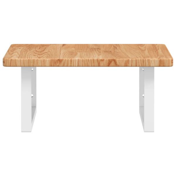 Стенен рафт за мивка, стомана и масивно дърво дъб