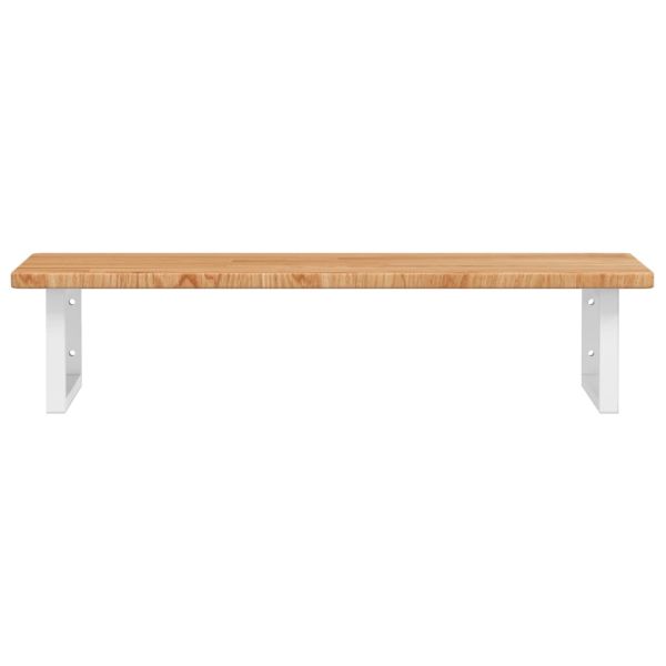 Стенен рафт за мивка, стомана и масивно дърво дъб