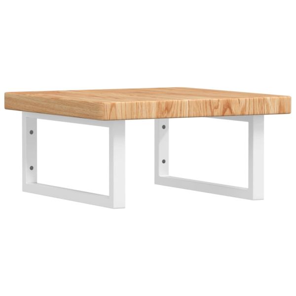 Стенен рафт за мивка, стомана и масивно дърво дъб