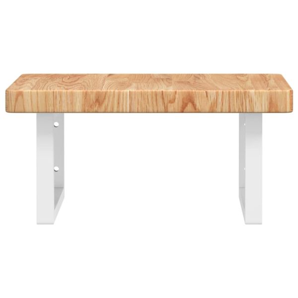 Стенен рафт за мивка, стомана и масивно дърво дъб