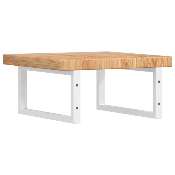 Стенен рафт за мивка, стомана и масивно дърво дъб