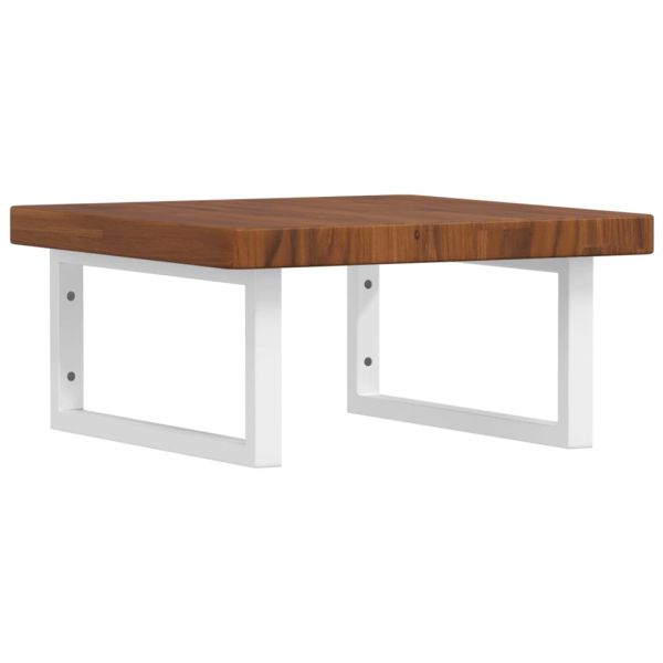 Стенен рафт за мивка, стомана и масивно дърво дъб