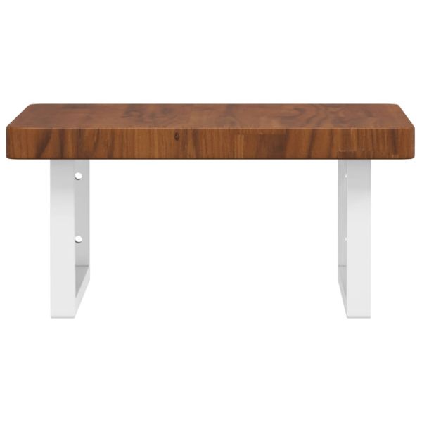 Стенен рафт за мивка, стомана и масивно дърво дъб