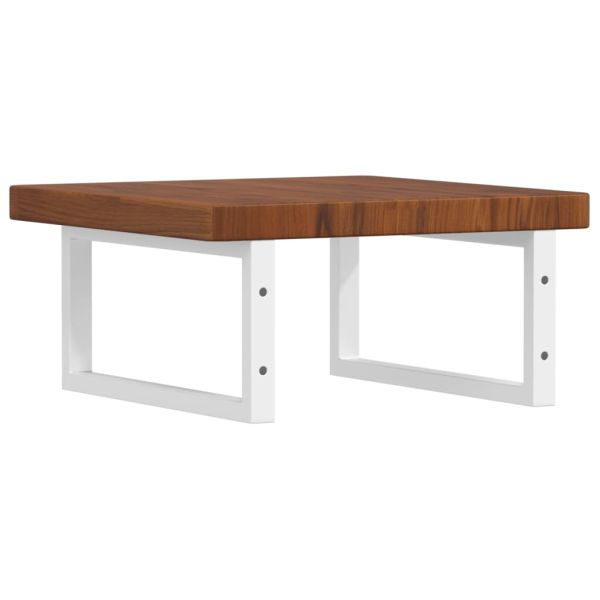 Стенен рафт за мивка, стомана и масивно дърво дъб