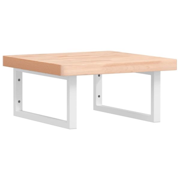 Стенен рафт за мивка, стомана и масивно дърво бук