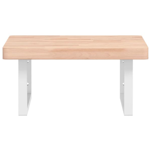 Стенен рафт за мивка, стомана и масивно дърво бук