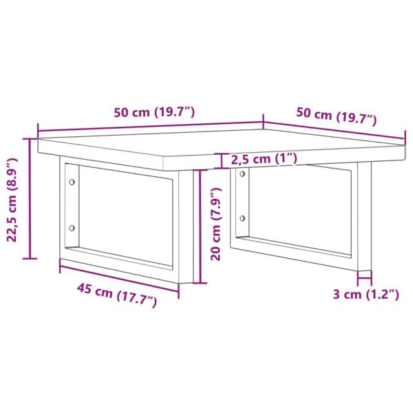 Стенен рафт за мивка, стомана и масивно дърво бук