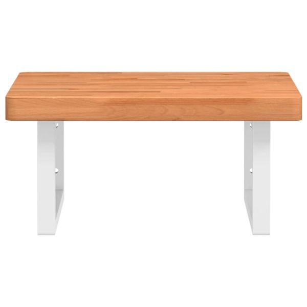 Стенен рафт за мивка, стомана и масивно дърво бук