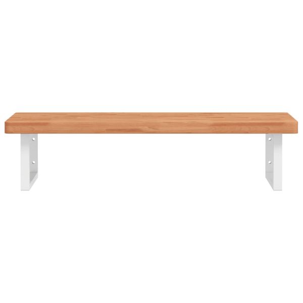 Стенен рафт за мивка, стомана и масивно дърво бук