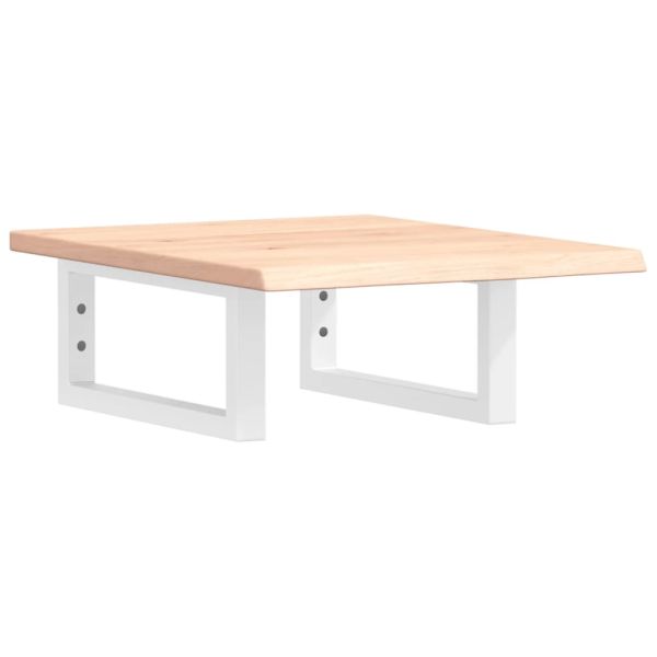 Стенен рафт за мивка, стомана и масивно дърво дъб