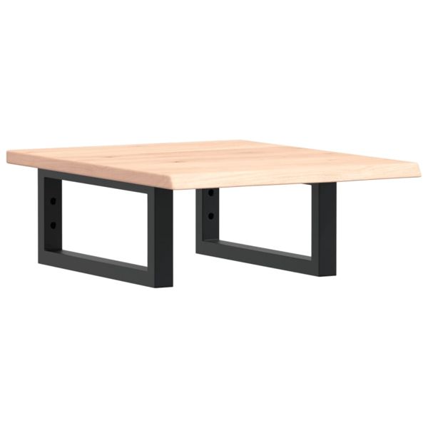 Стенен рафт за мивка, стомана и масивно дърво дъб