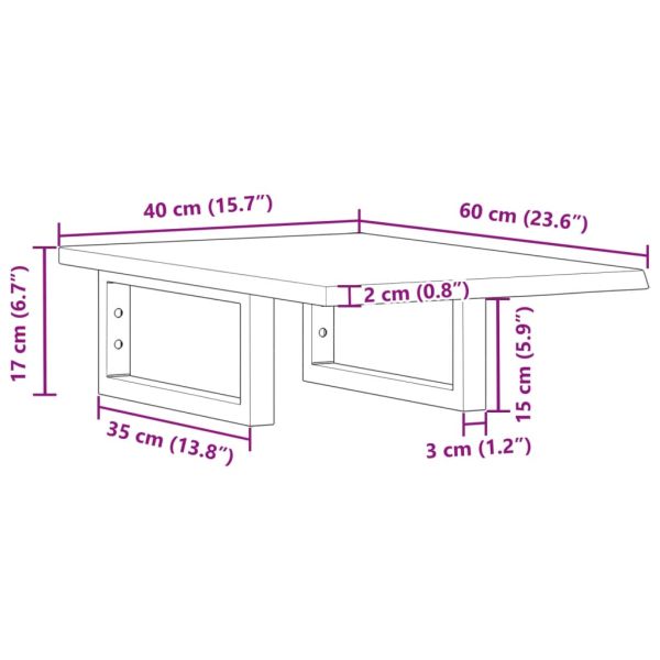 Стенен рафт за мивка, стомана и масивно дърво дъб