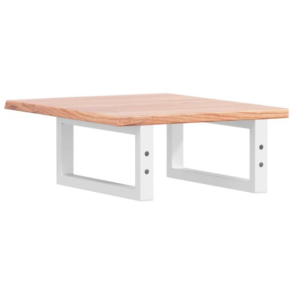 Стенен рафт за мивка, стомана и масивно дърво дъб