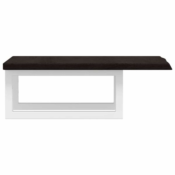 Стенен рафт за мивка, стомана и масивно дърво дъб