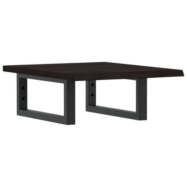 Стенен рафт за мивка, стомана и масивно дърво дъб