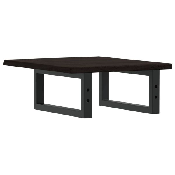 Стенен рафт за мивка, стомана и масивно дърво дъб