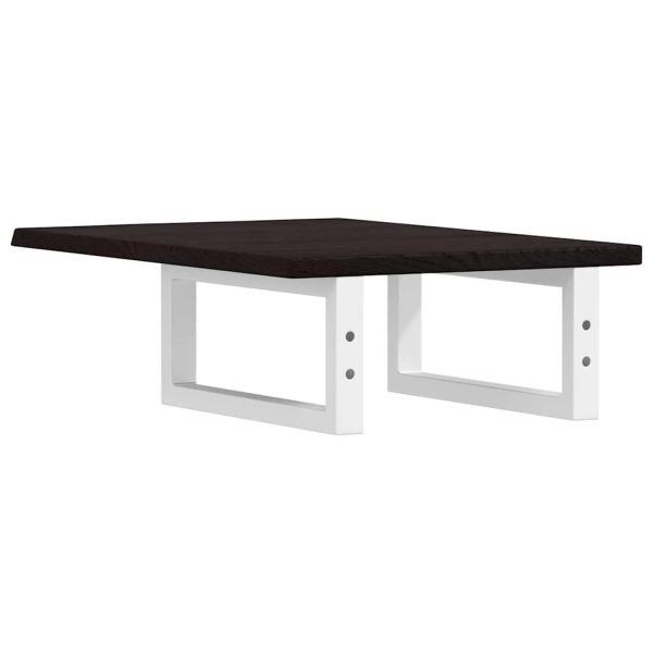 Стенен рафт за мивка, стомана и масивно дърво дъб