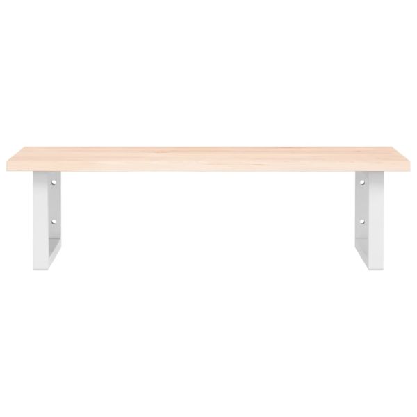 Стенен рафт за мивка, стомана и масивно дърво дъб