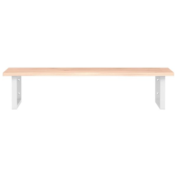 Стенен рафт за мивка, стомана и масивно дърво дъб