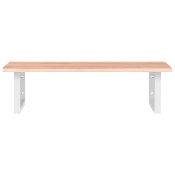 Стенен рафт за мивка, стомана и масивно дърво дъб