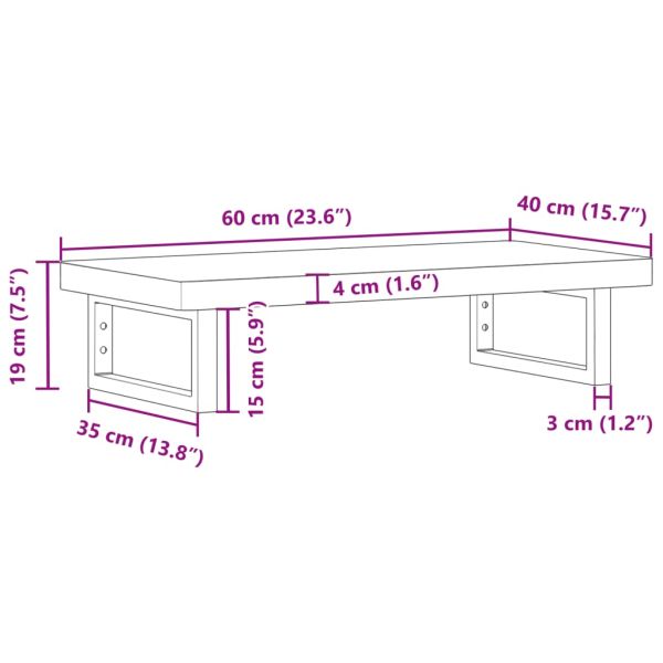 Стенен рафт за мивка, стомана и масивно дърво акация