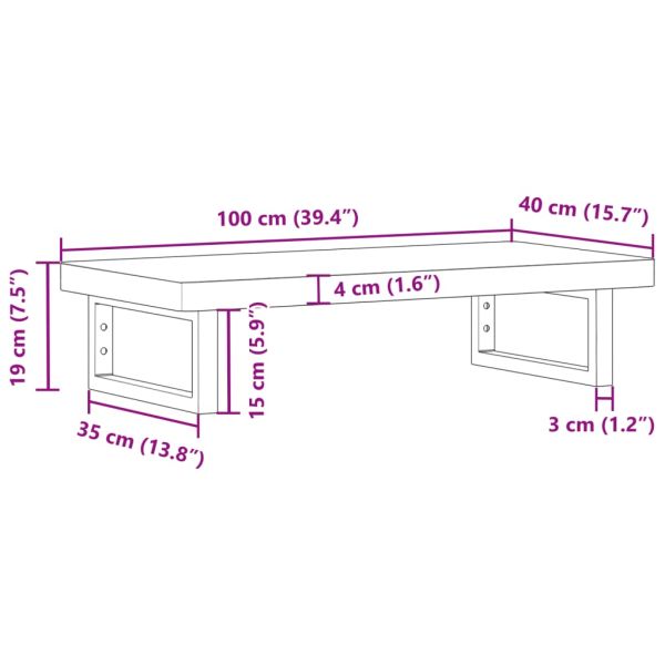 Стенен рафт за мивка, стомана и масивно дърво акация