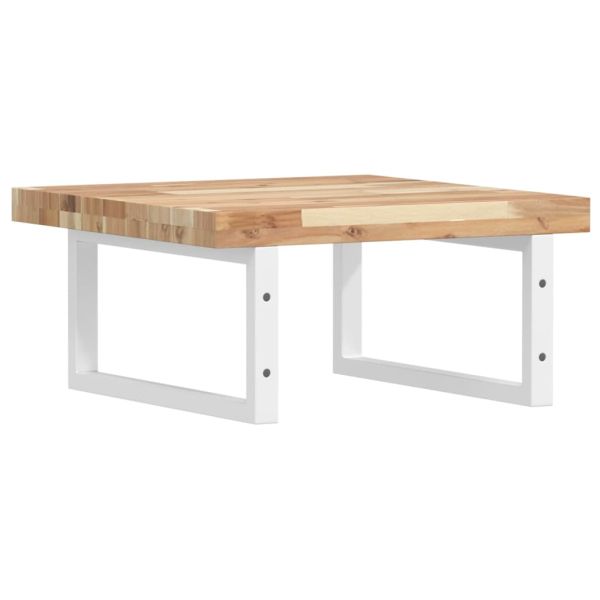 Стенен рафт за мивка, стомана и масивно дърво акация