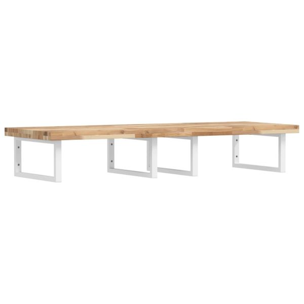 Стенен рафт за мивка, стомана и масивно дърво акация