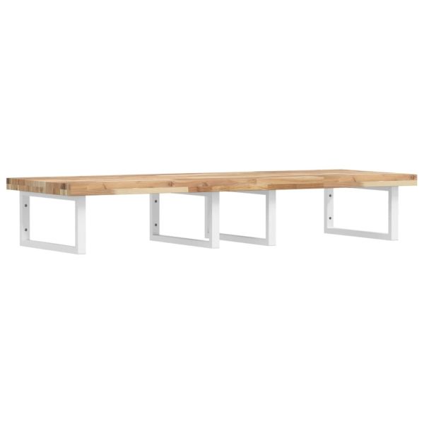 Стенен рафт за мивка, стомана и масивно дърво акация