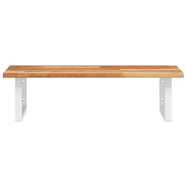 Стенен рафт за мивка, стомана и масивно дърво акация