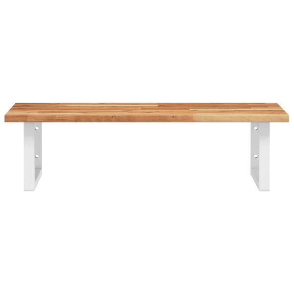 Стенен рафт за мивка, стомана и масивно дърво акация