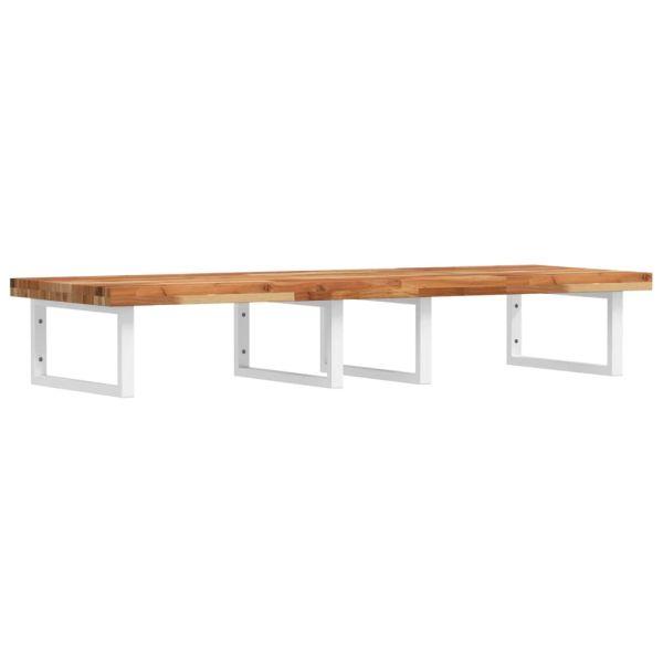 Стенен рафт за мивка, стомана и масивно дърво акация