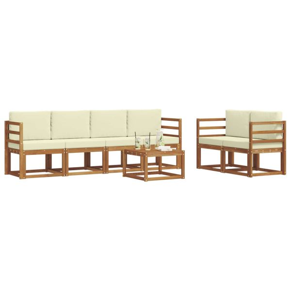 Комплект дивани за открито 7 pcs Натурален и Крема