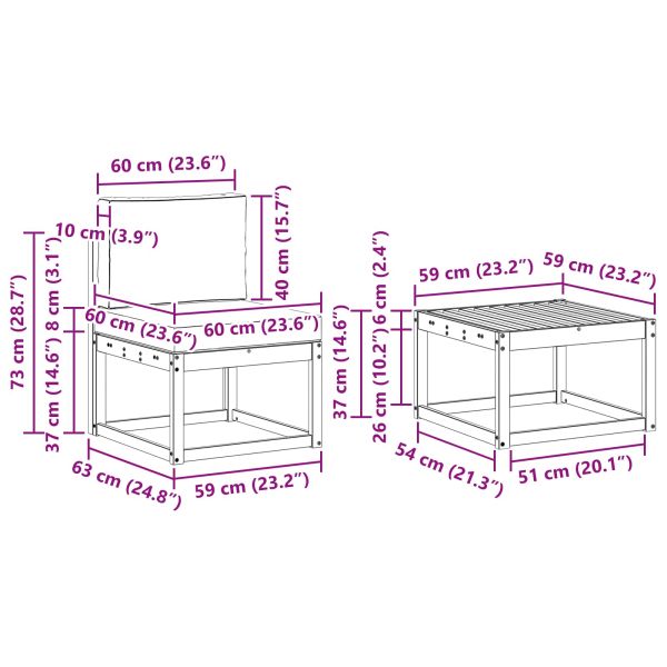 Комплект дивани за открито 7 pcs Натурален и Крема