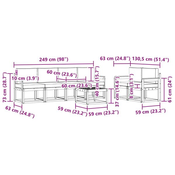Комплект дивани за открито 7 pcs Натурален и Антрацит