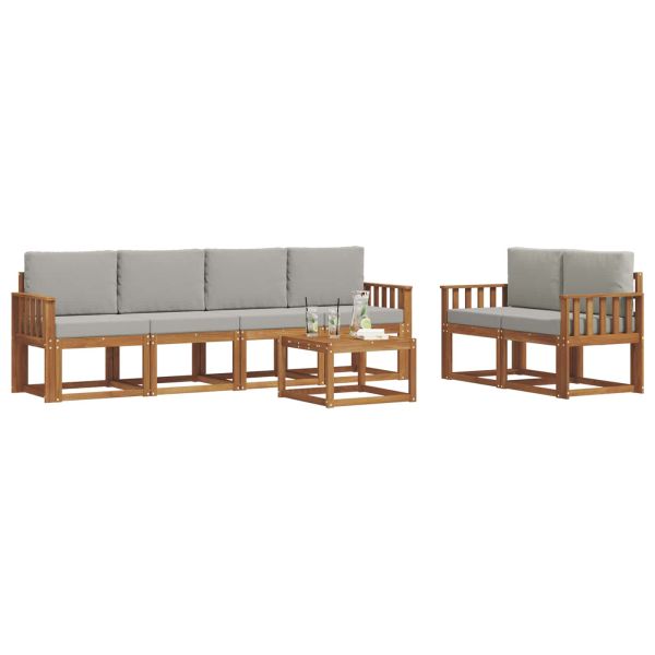 Комплект дивани за открито 7 pcs Естествено и светло сиво