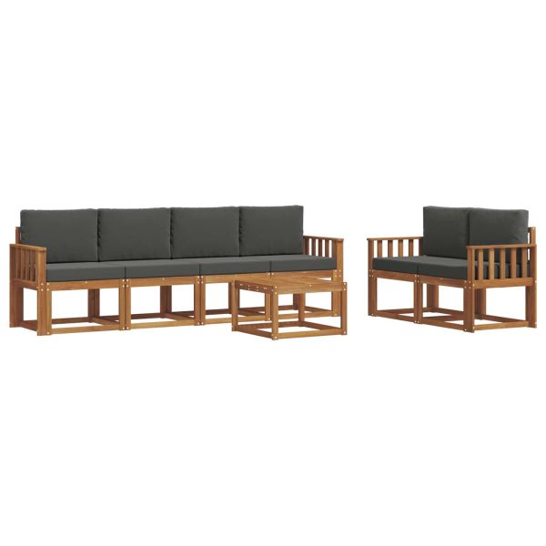Комплект дивани за открито 7 pcs Натурален и Антрацит
